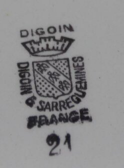 Oude Franse brocante dekschaal, ovaal met roos