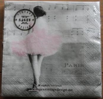 Brocante servetten vintage muziek ballerina Paris