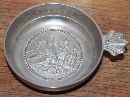 Oud zilverkleurig (as)bakje Souvenir de Paris