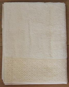 Brocante beige handdoeken m kantrand 50x100 cm