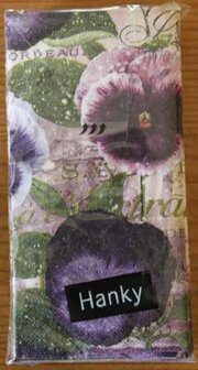 Brocante papieren zakdoekjes viooltjes bloemen