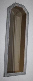 Oude brocante beige shabby chic wandspiegel 75x25 cm