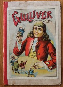 Oude brocante boekenkaft Gulliver, deco prentje