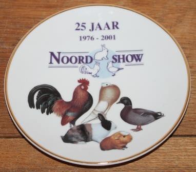 Brocante wandbord Noordshow 1976-2001 vogels/knaagdieren