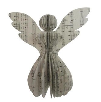 Kerstengeltje muziekpapier 3d decoratie magneet honeycomb