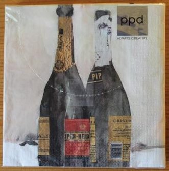 Papieren servetten champagneflessen PPD Reims