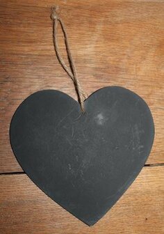 Large decorative brocante blackboard heart with rope