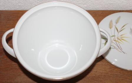 Vintage round serving bowl with lid corn decor 1