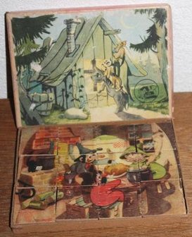 Vintage brocante houten puzzel De Bremer stadsmuzikanten