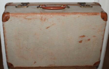 Oude vintage brocante harde beige bruine koffer suitcase 2