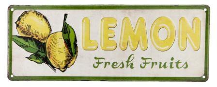 Brocante metalen wandbord Lemon, citroenen Clayre &amp; Eef