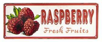 Brocante metalen wandbord Raspberry, frambozen Clayre &amp; Eef