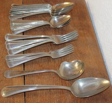 Vintage brocante 29-piece flatware, cutlery set Gero Alpacca