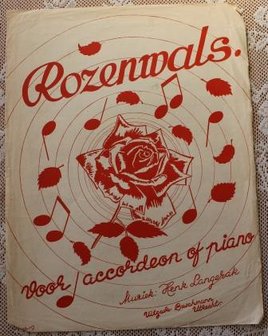 Vintage brocante bladmuziek Rozenwals accordeon of piano
