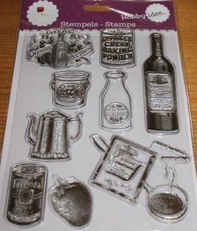 Clear stamps vintage stempelset eten en drinken