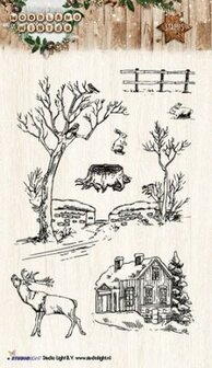 Clear stamps set Woodland winter, deer, rabbits, X-Mas