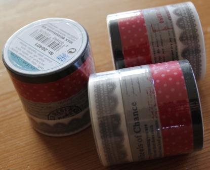 Washi tape, 4x10 mtr, text/mail/dot/lace hobby material