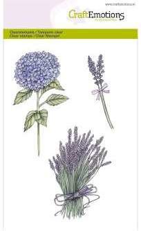 Clear stamps set of lavender and hydrangea flowers