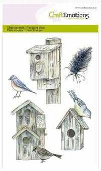 Clear stamps set of bird houses, feather Botanical Summer