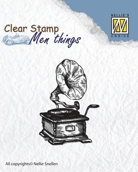Clear stamp of a nostalgic gramophone, record player