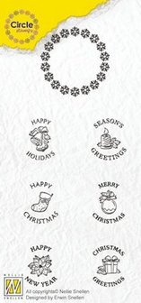 Clear stamps set Circles English texts images for Christmas