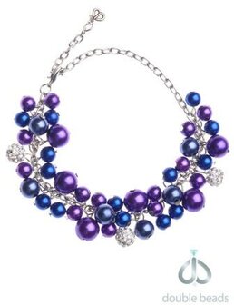 Double Beads Creation sieradenpakket paarse blauwe strass armband