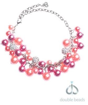 Double Beads Creation sieradenpakket zalm roze strass armband
