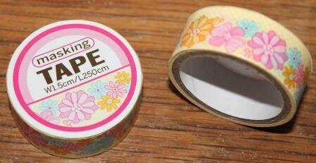 Paper masking, washi tape pale yellow with flowers