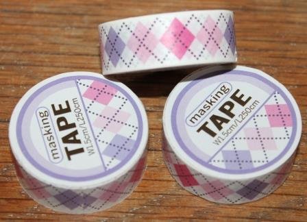 Paper masking, washi tape pink and lilac checks