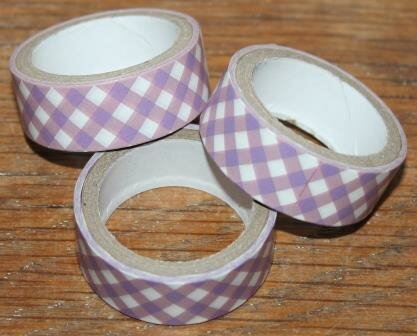 Paper masking, washi tape white and lilac checks