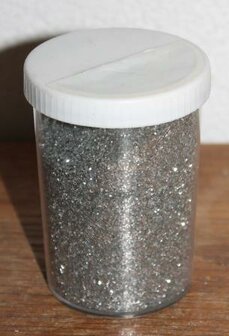 Large jar with silver glitter, craft material X-Mas