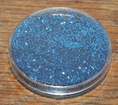 Small jar with blue glitter, craft material X-Mas