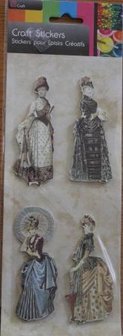 Brocante vel stickers 3D Victorian Lady vintage damesmode