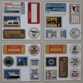 Stickers, 23 vintage tickets en zegels reizen en vervoer