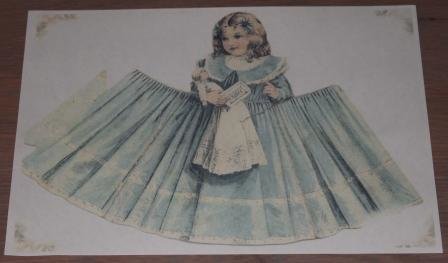 Knipvel 3D vintage paper doll meisje met pop