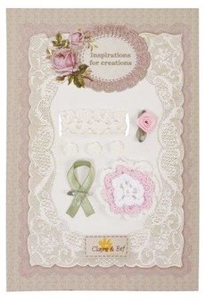 Scrapbook brocante hobby material crocheted flower, lace, roses