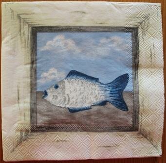 Paper napkins blue fish at the see, 5 pcs for decoupage