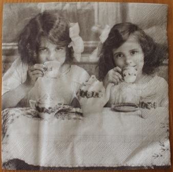 Papieren servetten Tea party, feestje vintage meisjes, Sagen, 4 st decoupage