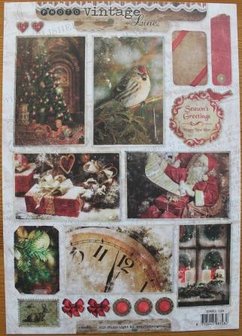 A4 paper cutting sheet Vintage Line Photo Christmas labels