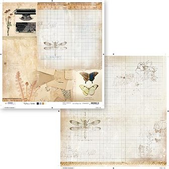 Scrapbook sheet My botanic garden 03 butterflies, dragonflies, documents