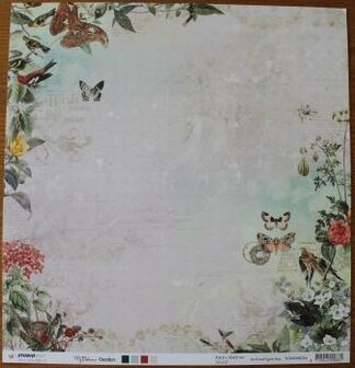 Scrapbook sheet My botanic garden 04 butterflies, birds, wood