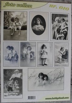 Photo cutting sheet 010 Nostalgic vintage photos children cards