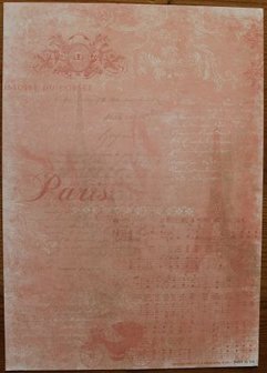 Basispapier achtergrondvel Tr&egrave;s Chic 148 rozen tekst Parijs