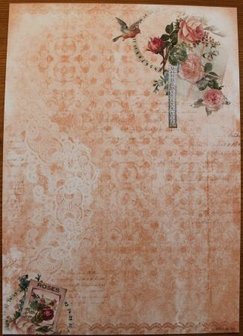 Basic paper, background sheet Shabby Chic 154 roses, music, bird