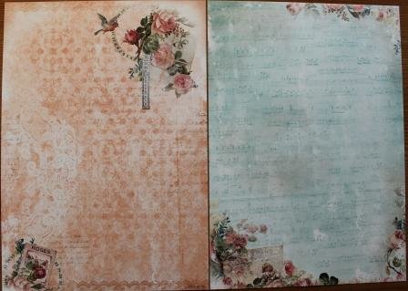 Basic paper, background sheet Shabby Chic 154 roses, music, bird