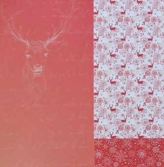 Basic paper, background sheet Christmas red reindeer ice crystals
