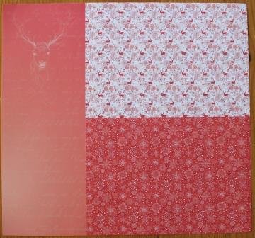 Basic paper, background sheet Christmas red reindeer ice crystals