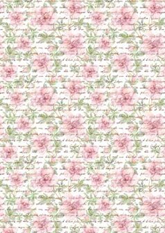 Basic paper, background sheet 3113 graceful text and roses