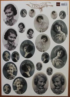 Cutting sheet Looking in the mirror, vintage ladies photos