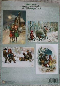 Cutting sheet Nellie&#039;s Vintage Playing in the snow, Christmas children
